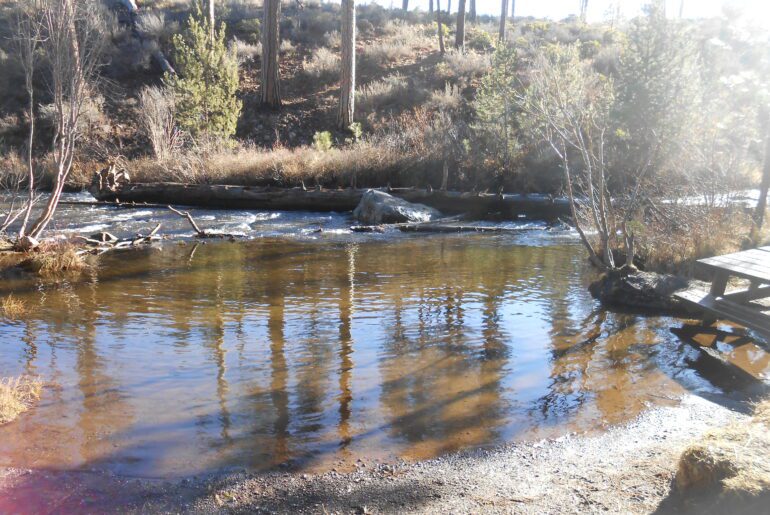 tumalo creek, bright sunshine