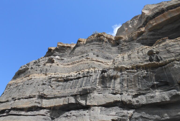 rock face, blue sky