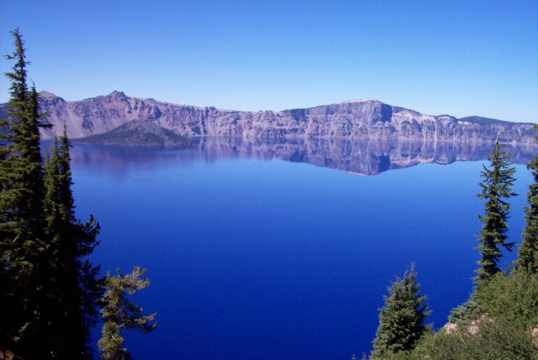 spiritual depth, deep lake, crater lake, blue sky