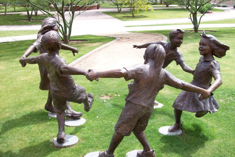 statutes, children, park, community