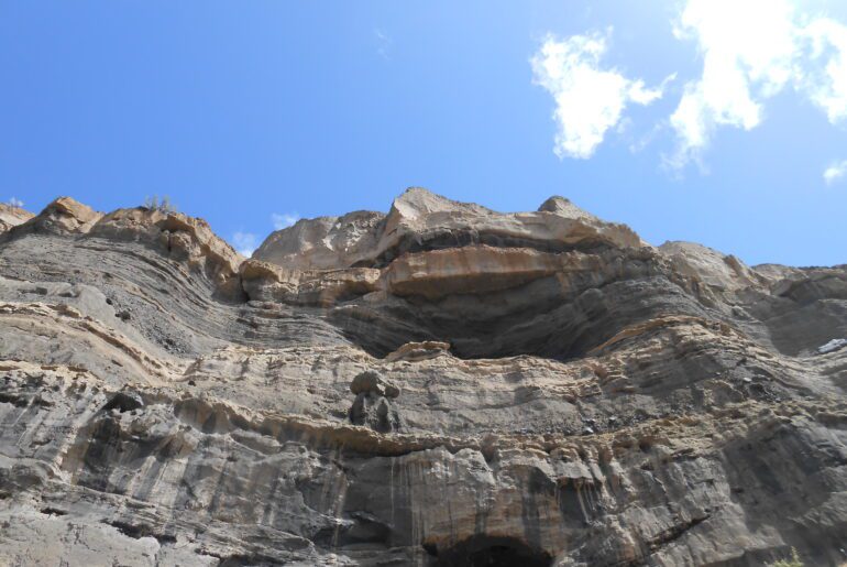 rock, cliff, blue sky