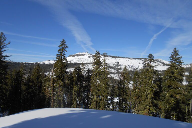 summit, mountains, snow, blue sky