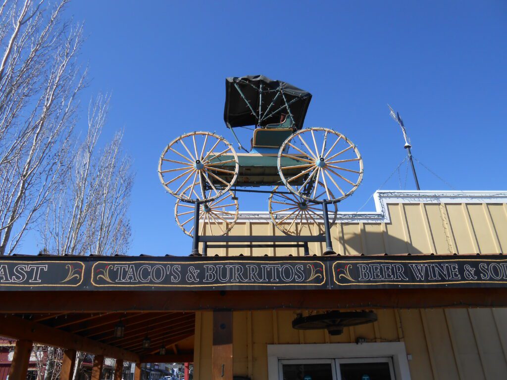 ornamental wagon, store front,
